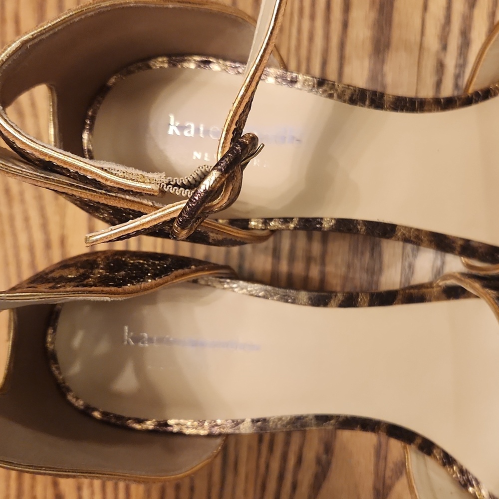 Kate Spade Metalic Copper Animal Print Block Heel Shoes NEW 9.5 - Picture 10 of 12